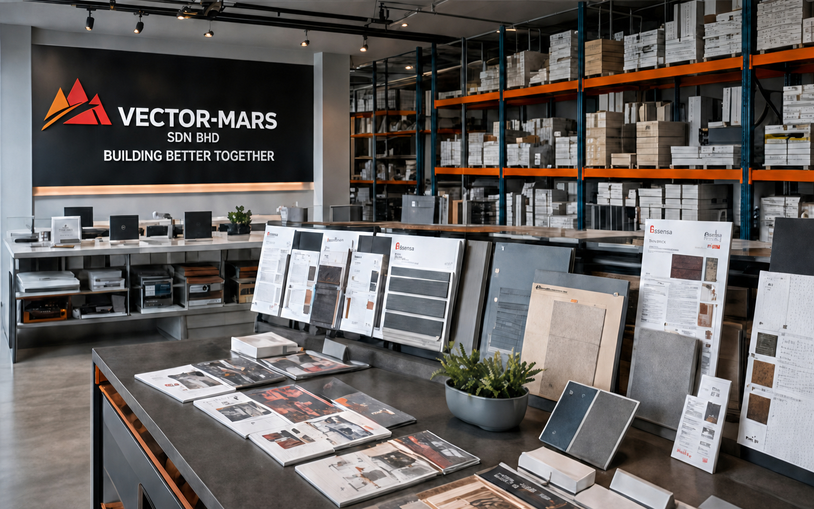 Vector Mars building material showroom and warehouse