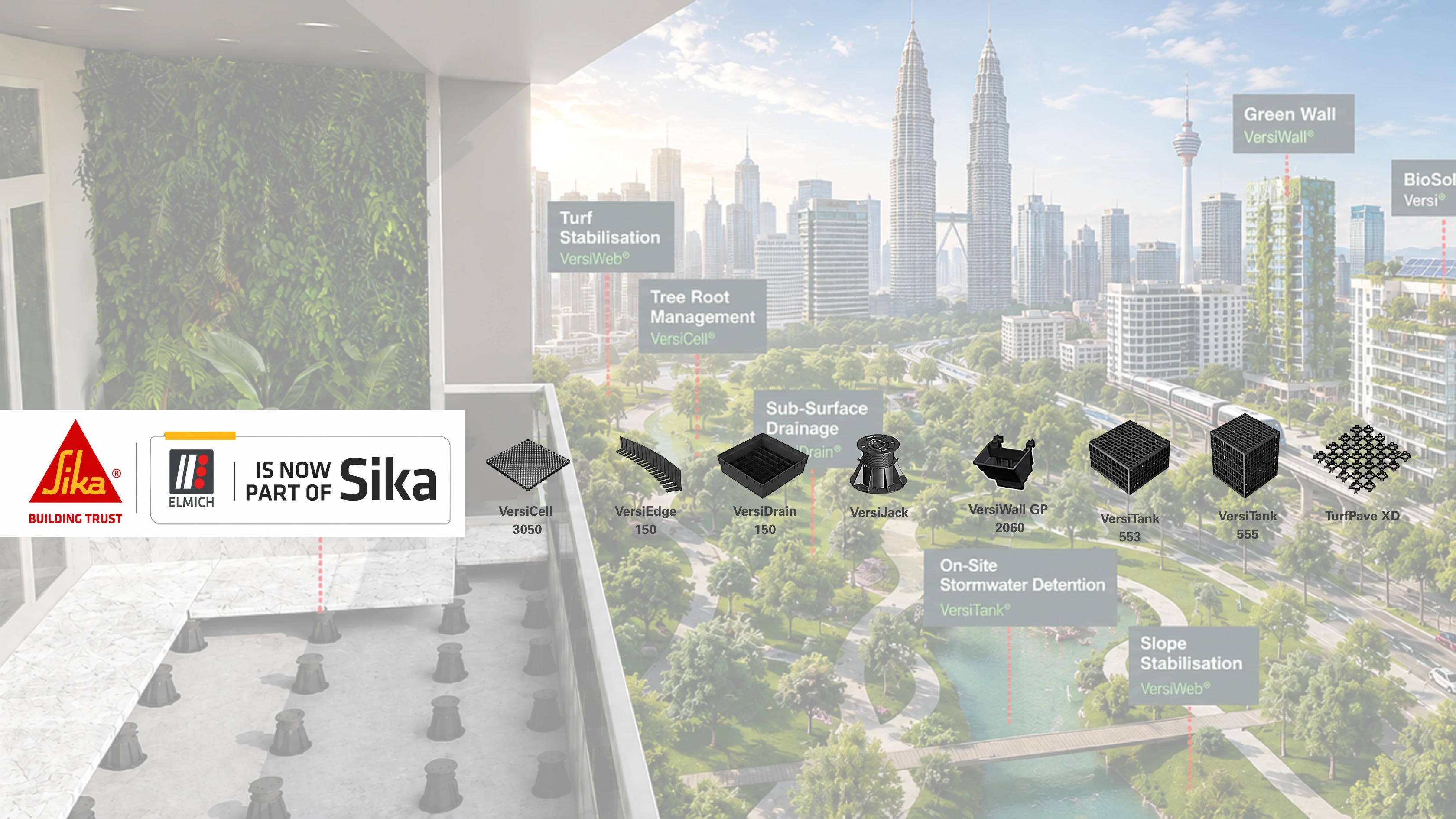 Elmich urban greening, drainage, paver support and stormwater products in Malaysia