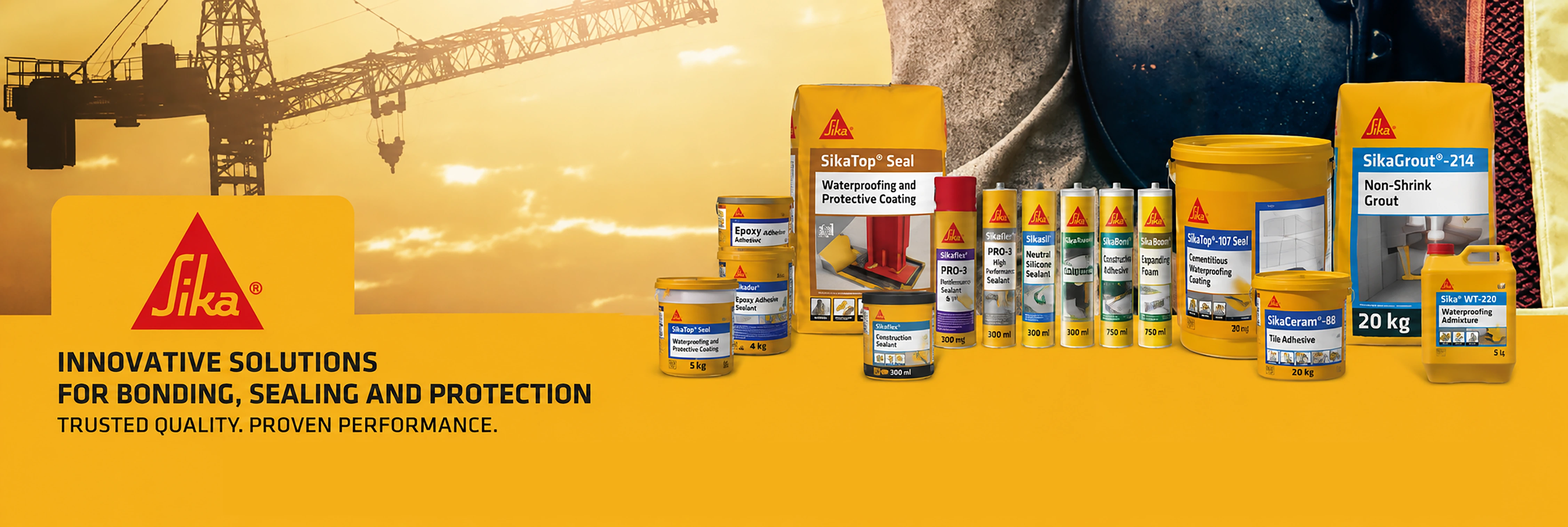 Sika waterproofing, grouting, sealing and bonding product range